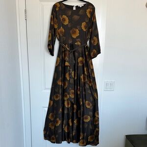 Baltic Born Black and Gold Floral Maxi Dress